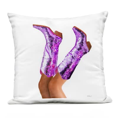 Stupell Purple Glam Cowgirl Boots Printed Outdoor Throw Pillow Design by Amanda Greenwood