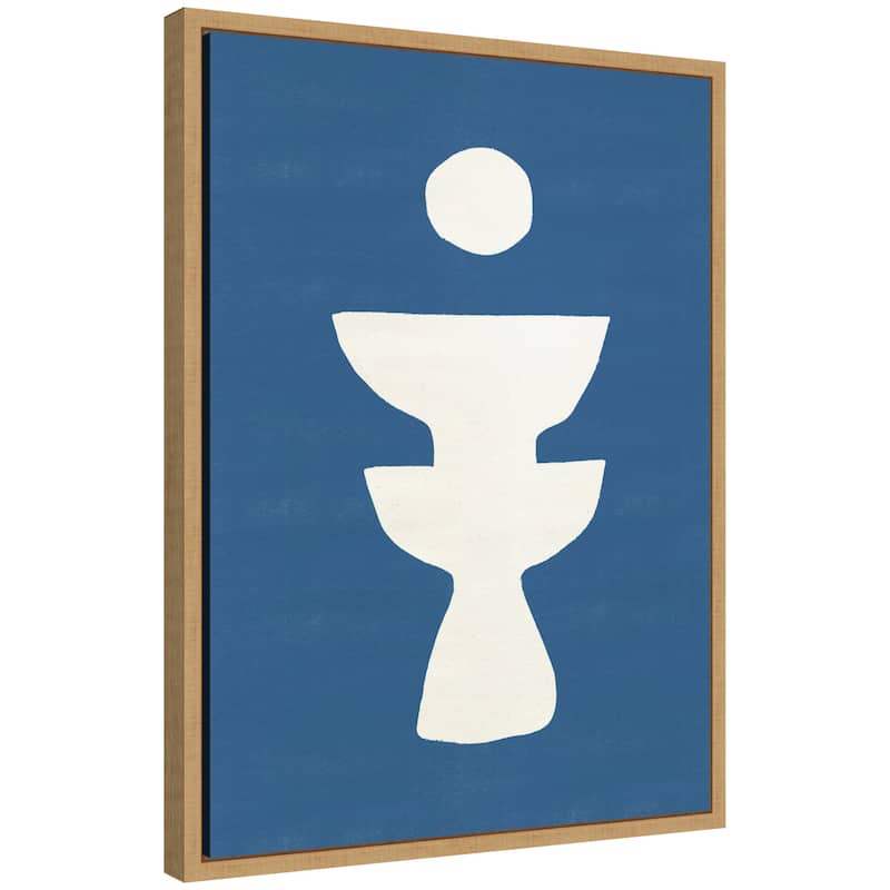 Kate and Laurel Sylvie Ceramic Blue Beige 4 Framed Canvas by Rocket Jack - 18x24 - Natural