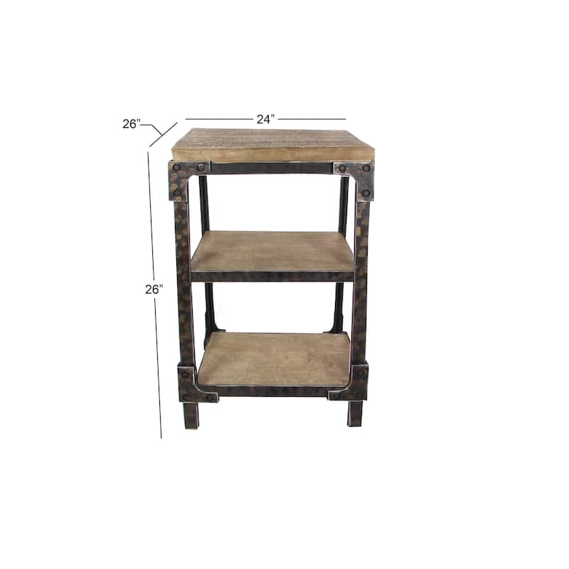 Wood 2 Shelf Accent Table - Brown - Roche River Decor