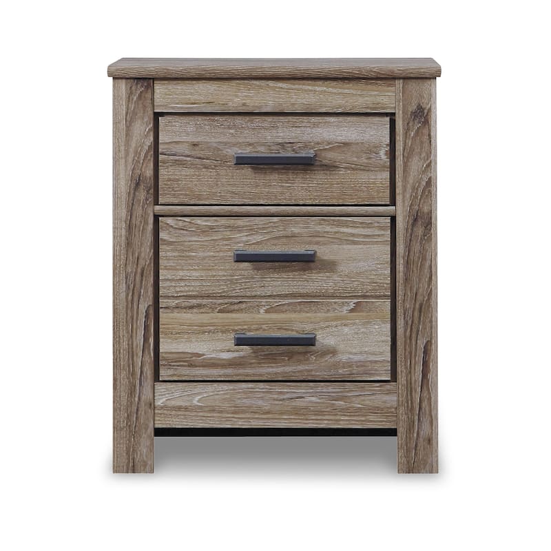 Lezz Nightstand, 2 Drawers, Rustic Contemporary Laminate Warm Gray