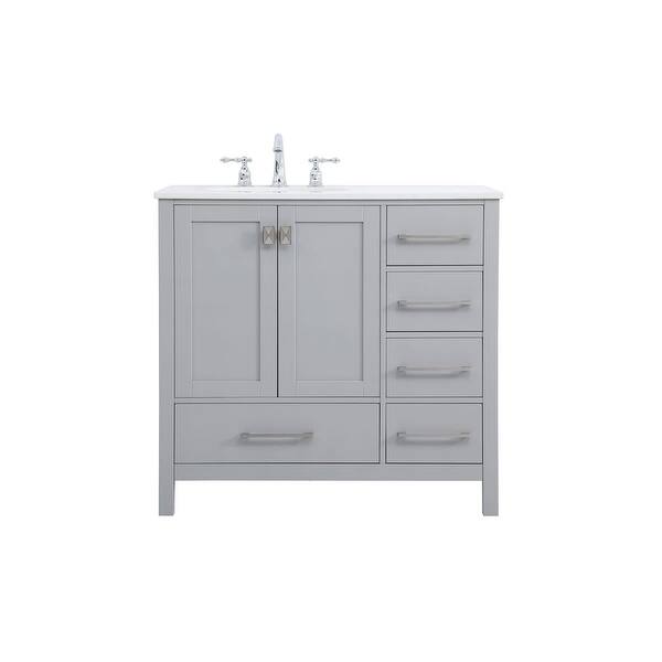 slide 2 of 9, Elegant Lighting VF18836 Irene 36" Free Standing Single Basin Vanity Grey - Painted