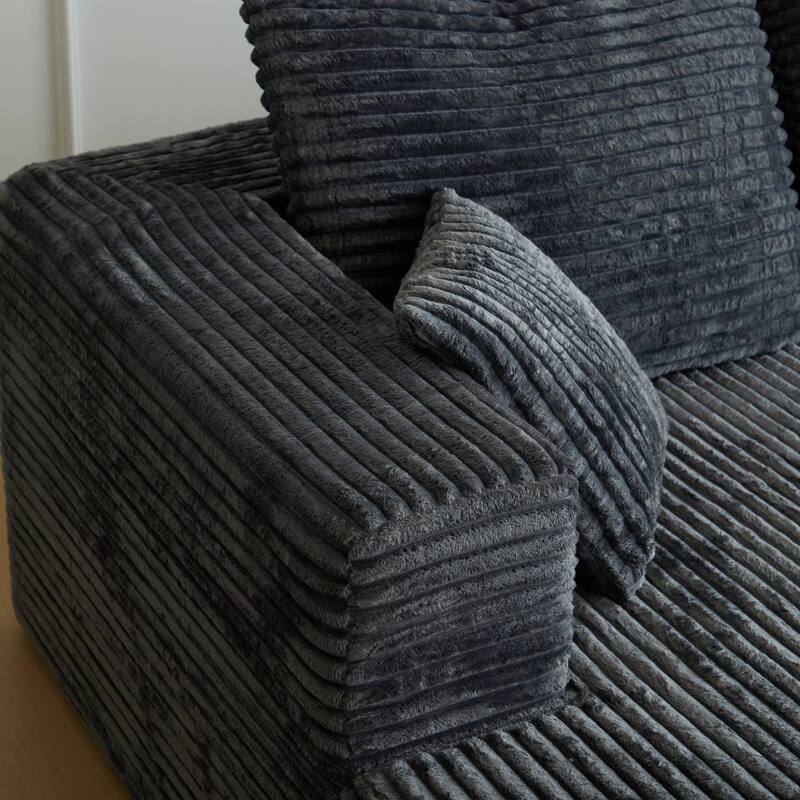 Corduroy Modular Sectional Sofa with Ottoman, U Shaped Upholstered Couch