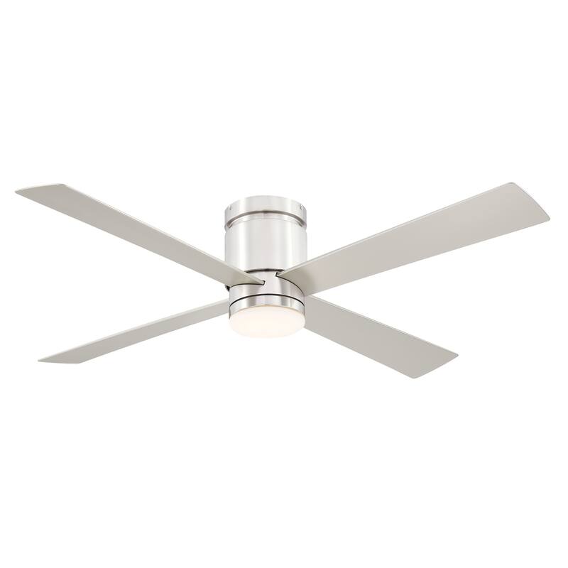 Fanimation Kwartet 52 inch Indoor/Outdoor Ceiling Fan with LED Light Kit and Remote - Brushed Nickel