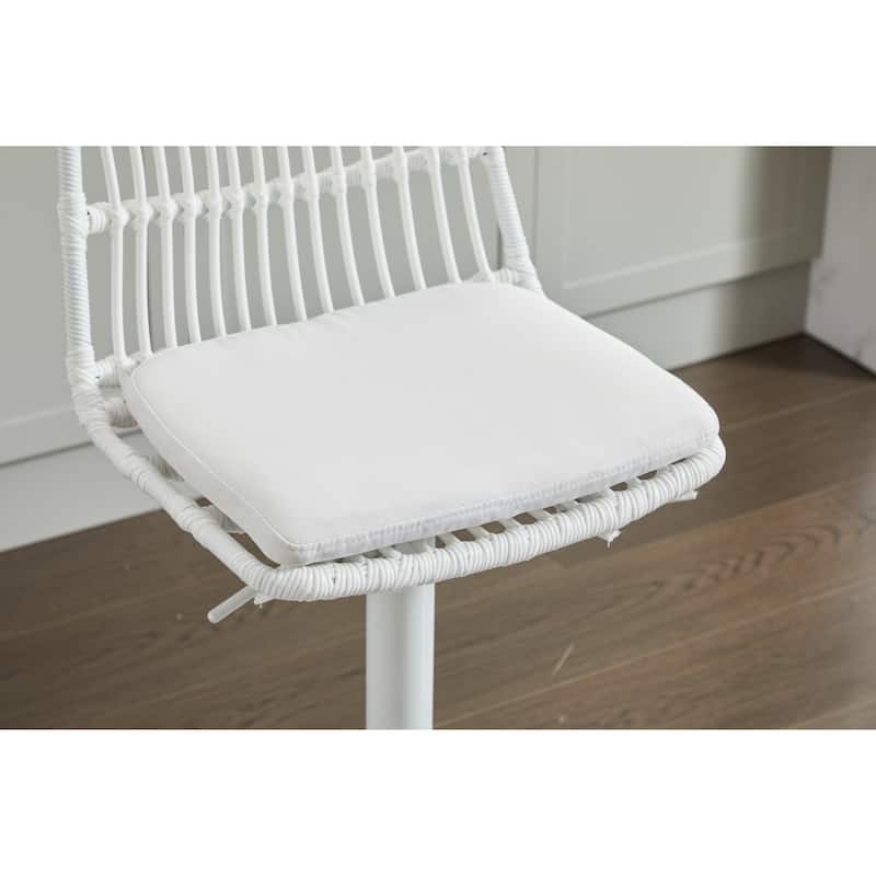 Set of 2 Vintage Rattan Bar Stool, 360° Swivel Seat Chair with Metal Base, Adjustable Height Counter Height Chair with Footrest