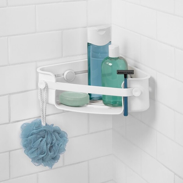 Umbra 1004435 Flex 4 1/2" Tall ABS Plastic Corner Shower Caddy with Suction Cup Seal - White