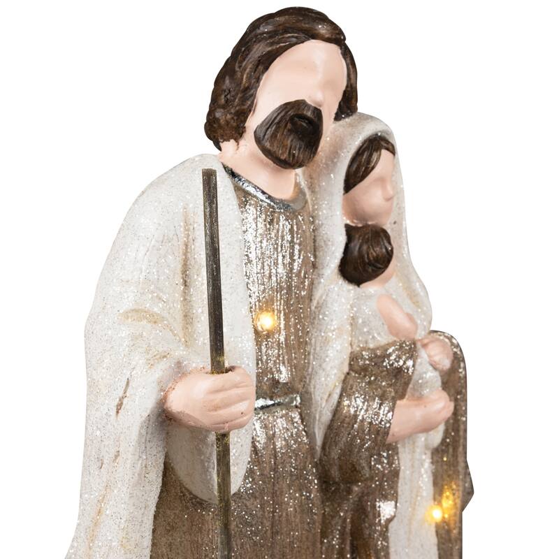 Lighted Glittery Holy Family Christmas Decoration - 21" - Clear LED Lights