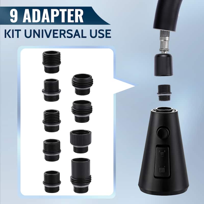 WOWOW Stainless Steel Kitchen Sprayer Head - 3 Modes with 9 Adapters