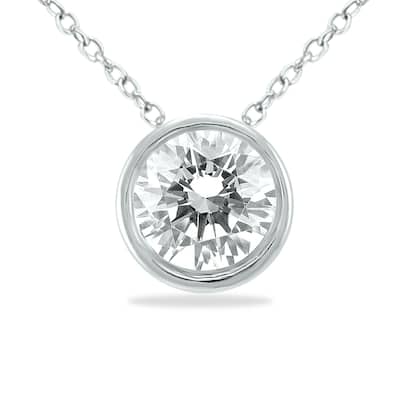 Marquee 1/3 Carat Diamond Bezel Pendant in 14K White Gold