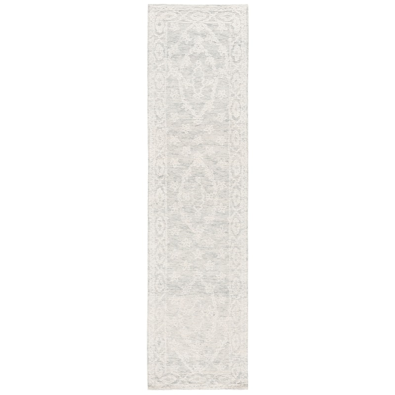 SAFAVIEH Handmade Ebony London Modern Wool Rug - 2'3" x 9' Runner - Ivory/Light Blue