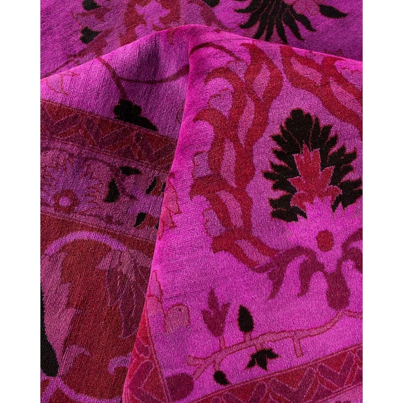 Overton Handknotted Wool Vintage Inspired Contemporary Overdyed Purple Area Rug - 15' 5" x 12' 2"