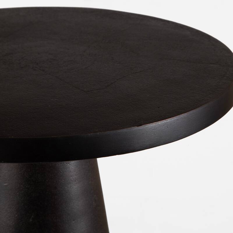 20 Inch Round Accent Table, Tapered Round Pedestal, Dark Bronze Aluminum