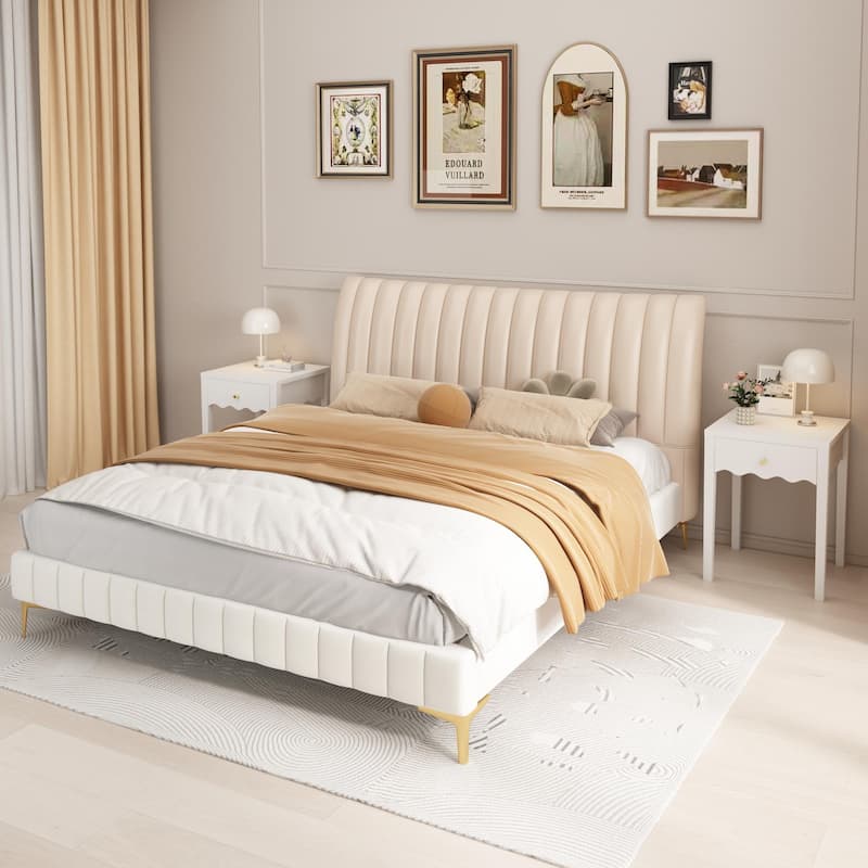 White Nightstand with Drawer, Modern Bedside Table with Wavy Apron Design, Compact End Table, Small Side Table with Storage