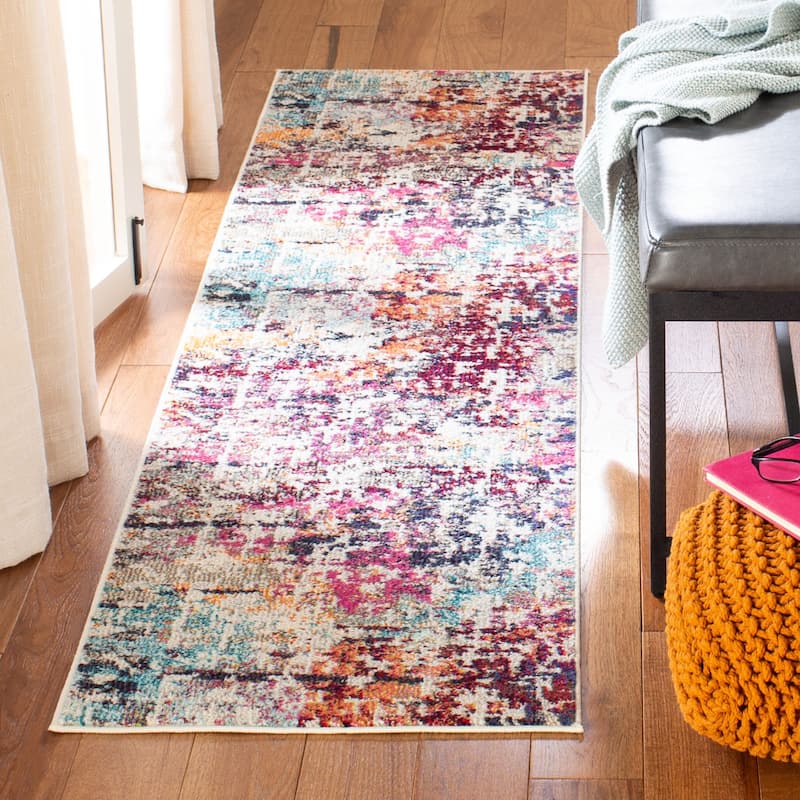 SAFAVIEH Madison Illa Vintage Abstract Rug- - 2'2" x 4' - Red/Light Blue