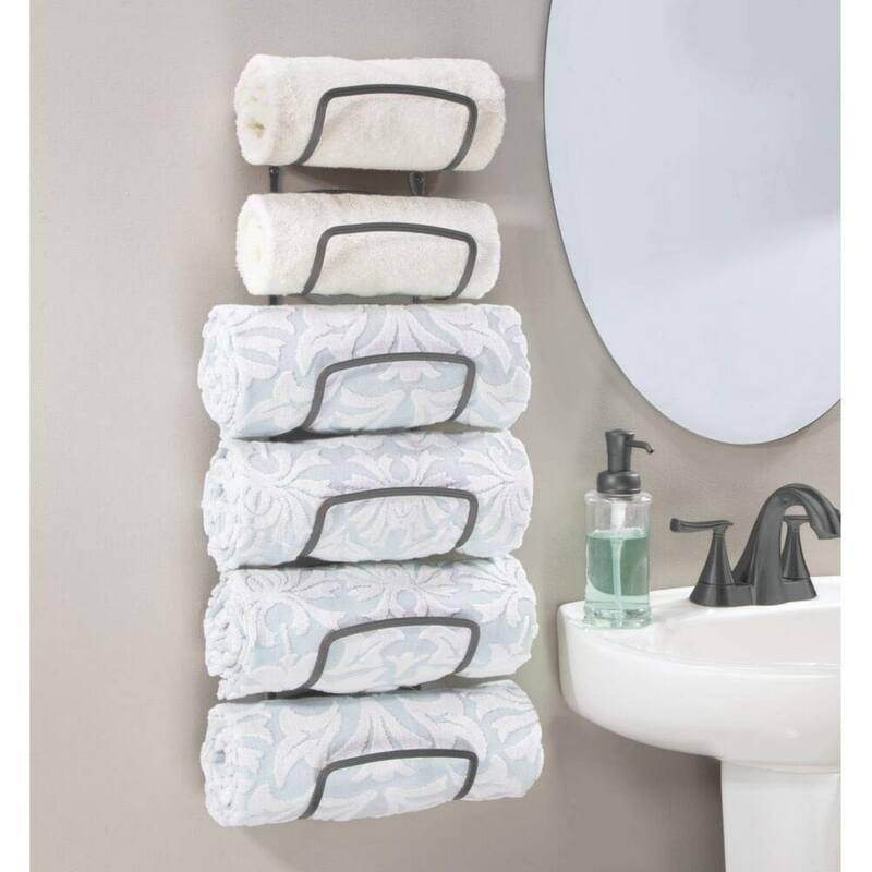 Bathroom six-layer wall-mounted steel towel storage rack