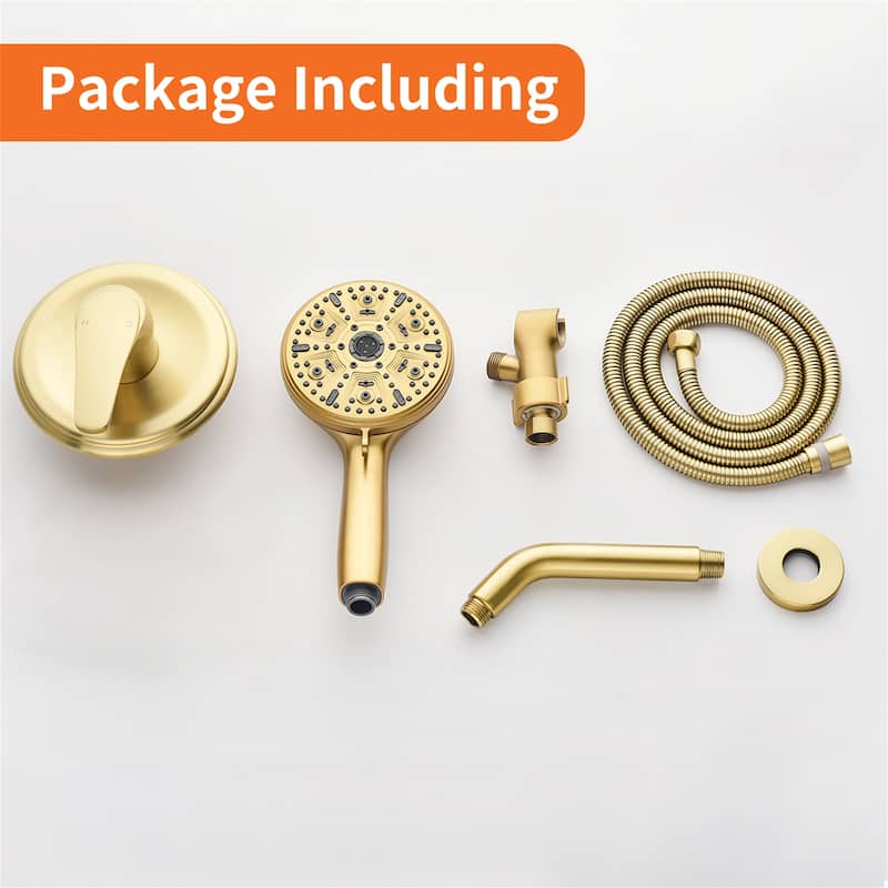 Wall Mount Shower Faucet with Hand Shower Brass 10-Setting Spray Complete Wall Mounted Shower System with Valve