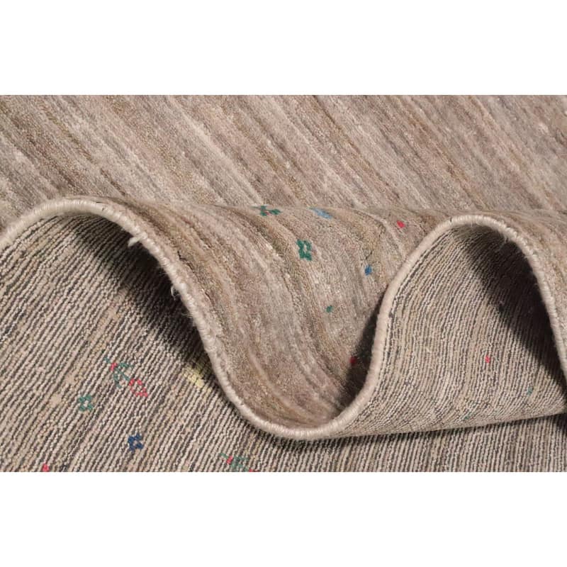 Hand Knotted Oriental Viscose Silk Carpet Tribal Animal Pictorial Beige & Ivories Gabbeh Area Rug - 12' 1'' X 9' 0''