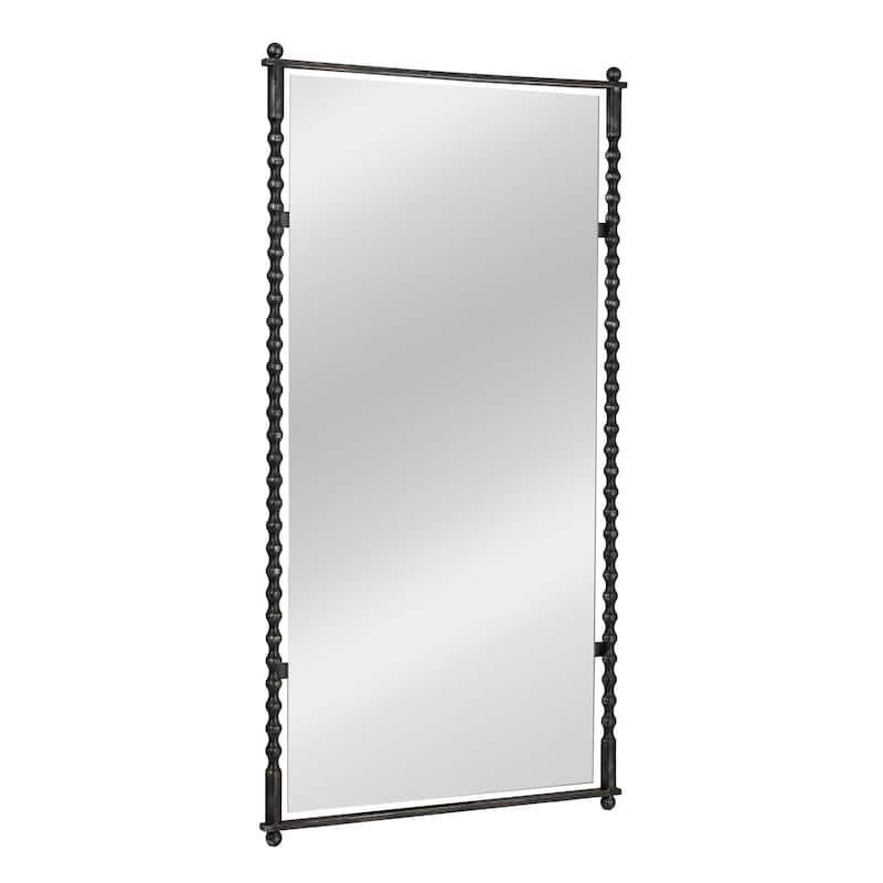 Cast Metal Framed Tall Wall Mirror - Black