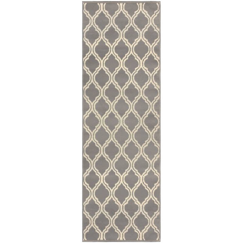 Contemporary Ornamental Double Trellis Power-Loomed Indoor Area Rug by Superior - 2'7" X 8' - Grey