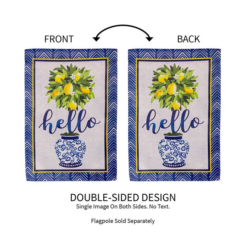 Hello Lemon Tree Burlap Garden Flag