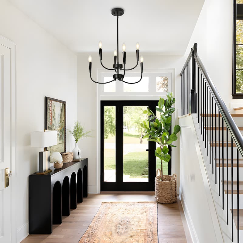 Modern Farmhouse 6-Light Black Chandelier for Dining Room Bedroom