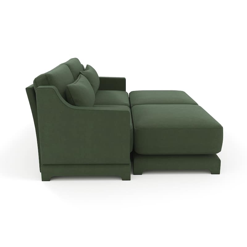 GDFStudio- Crespin Chenille Two-Seater Sofa With 2 Ottoman