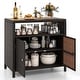 preview thumbnail 12 of 18, Costway Patio Rattan Storage Cabinet with Acacia Wood Countertop Open - See Details