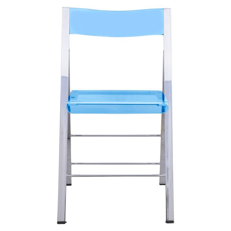 Menno Modern Acrylic Folding Dining Chairs with Stainless Steel Frames and Rubber Pads (Set of 4)