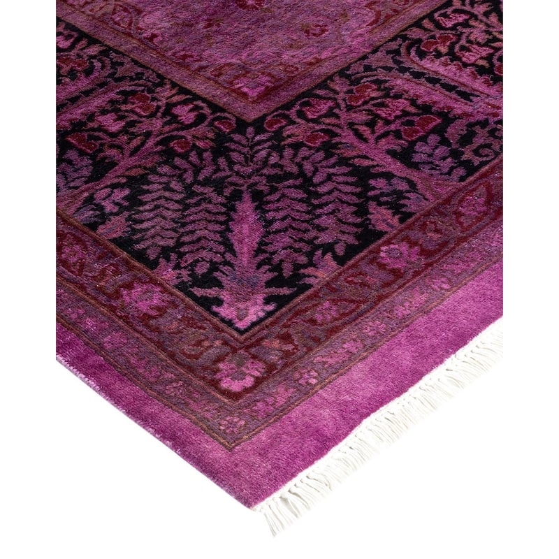 Overton Hand Knotted Wool Vintage Inspired Modern Contemporary Overdyed Pink Area Rug - 10' 0" x 11' 8"
