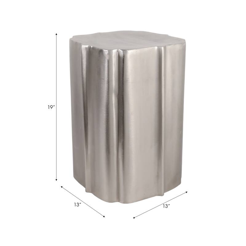 Aluminum Side Table Sculpted Base Modern Narrow Spaces Home Decor