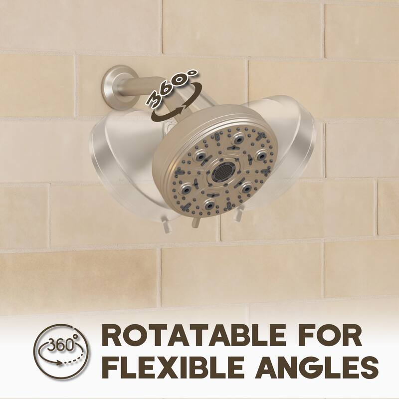 10-Spray Patterns 5 in. Wall Mount Rain Fixed Shower Head with Shower Arm and Flange