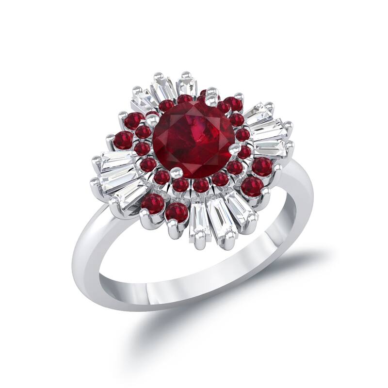 Auriya 1 1/3ct Red Ruby and Diamond Ballerina Engagement Ring 3/8ctw 14k Gold