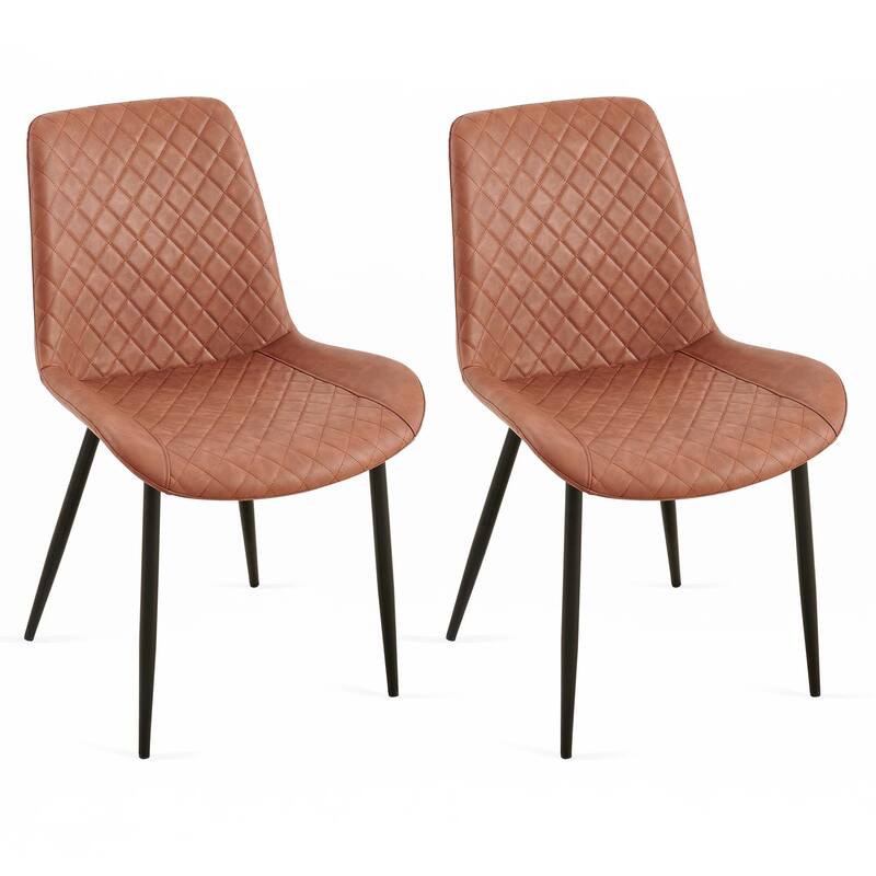 Mid-Century Leathaire Dining Chairs,Side Chair with Metal Legs