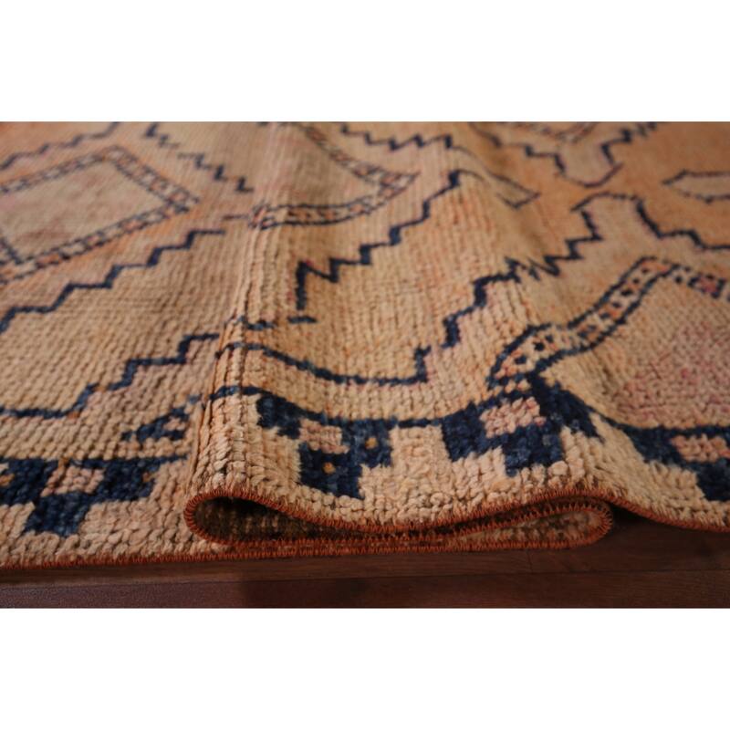 Transitional Oushak Vintage Runner Rug Handmade Foyer Wool Carpet - 3'2"x 10'9"