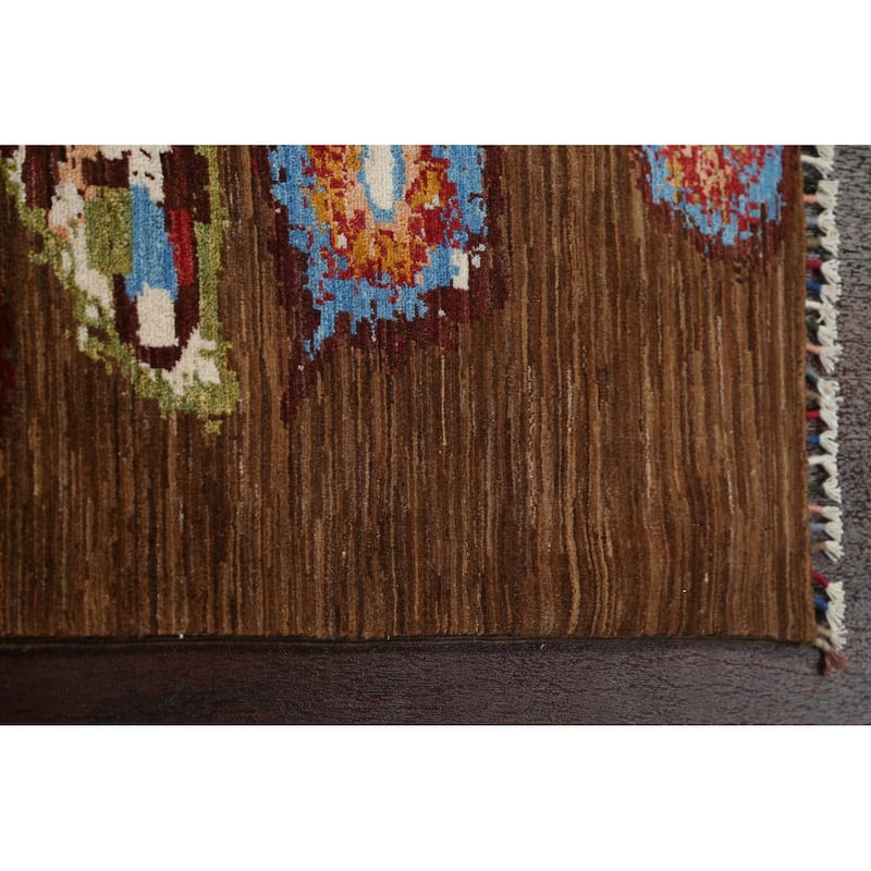Vegetable Dye Contemporary Abstract Wool Area Rug Hand-knotted Carpet - 5'8" x 7'9"