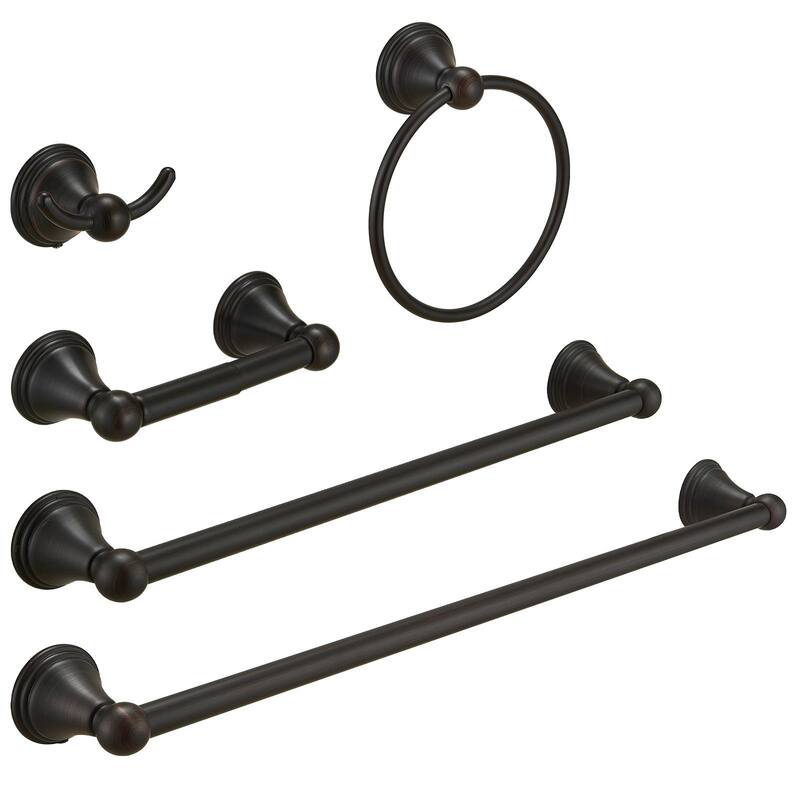 5-Piece Modern Stainless Steel Bathroom Hardware Set - Oil Rubbed Bronze