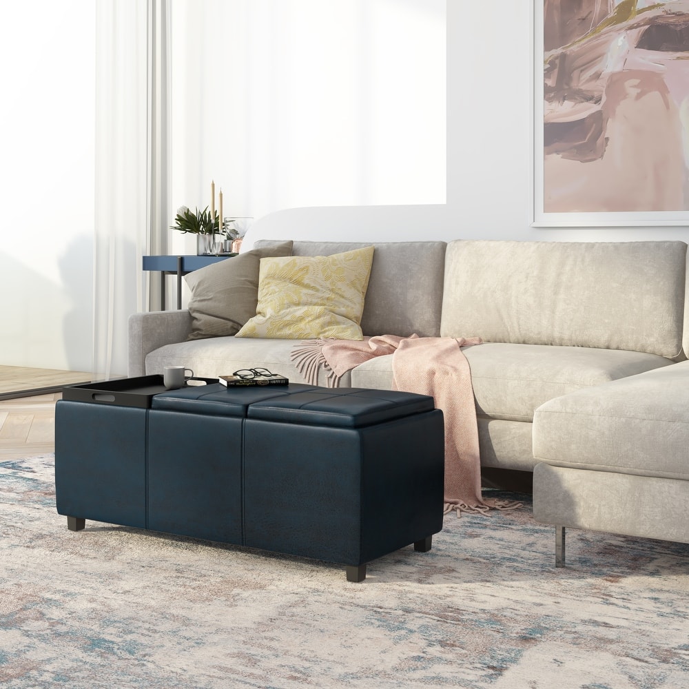 WYNDENHALL Franklin 42-in. Wide Contemporary Rectangular Storage Ottoman