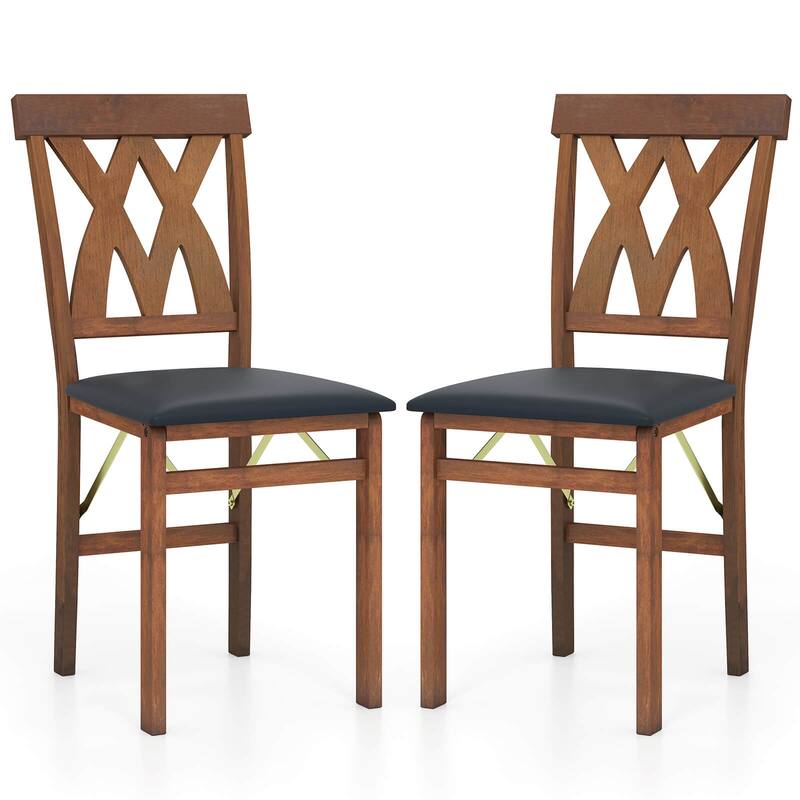Costway Folding Kitchen Chairs Set of 2/4 with Rubber Wood Frame - See Details