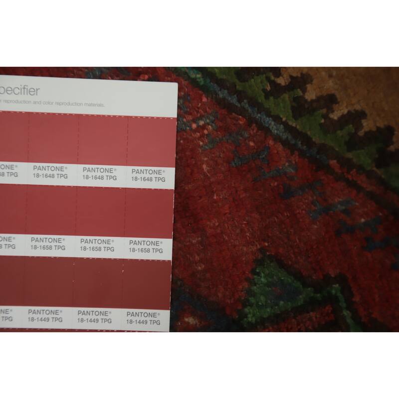 Hand Knotted Oriental 100% Wool Carpet Traditional Geometric Oranges & Rust Ardebil Runner Rug - 10' 0'' X 3' 4''