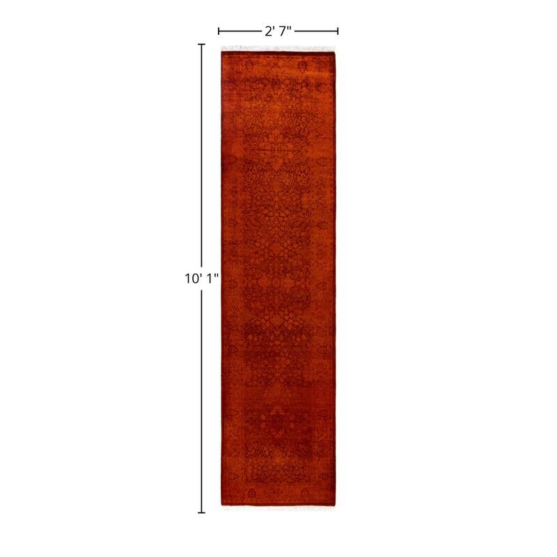 Overdyed One-of-a-Kind Hand-Knotted Area Rug - Orange - 2' 7" x 10' 1"