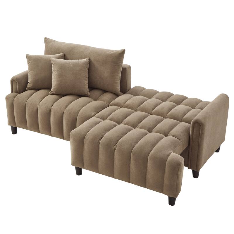 Futon Loveseat Couch Convertible into Sleeper Sofa Bed with Hidden Storage and Adjustable Backrest, Modern Loveseat Sleeper