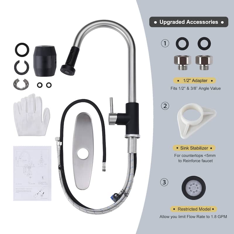 WOWOW Single Handle Pull Down Sprayer Kitchen Faucet
