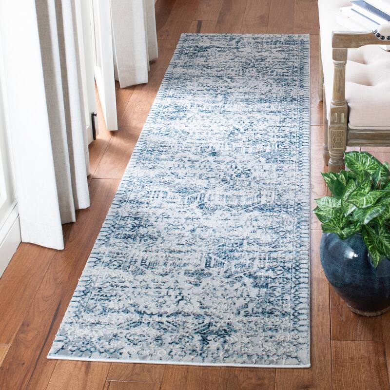 SAFAVIEH Alhambra Joninna Modern Abstract Rug - 2' x 8' Runner - Cream/Turquoise