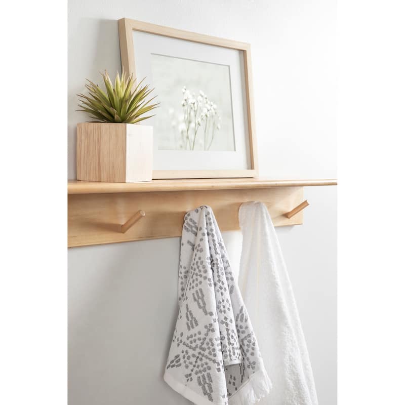 Kate and Laurel Alta Floating Wood Shelf with 5 Posts