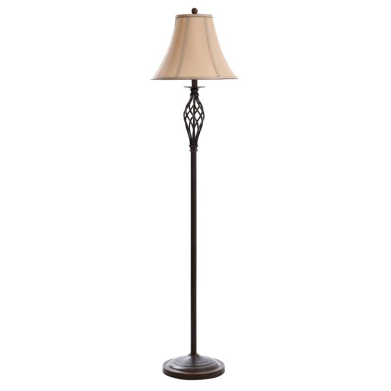 StyleCraft Barclay Brass Table and Floor Lamp Set - White Silk Shade (Set of 3)