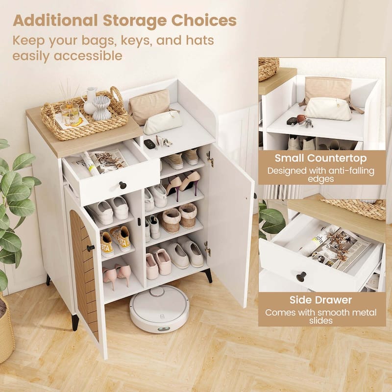 Costway 6-Tier Shoe Cabinet with Drawer 6 Removable Shelves - See Details
