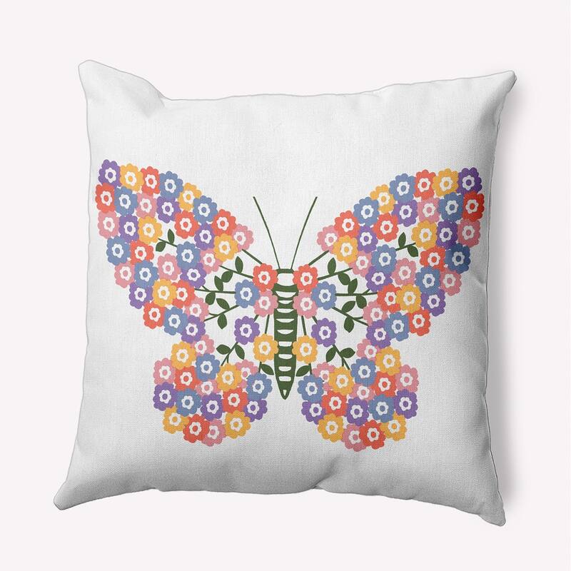 Blooming Butterfly Indoor/Outdoor Throw Pillow - Green - 18" x 18"