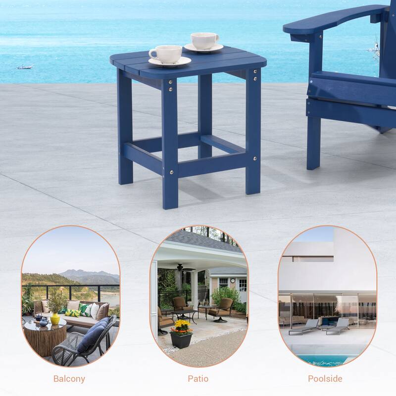 LIVOOSUN Patio Adirondack Plastic Wood Outdoor Side Table for Deck