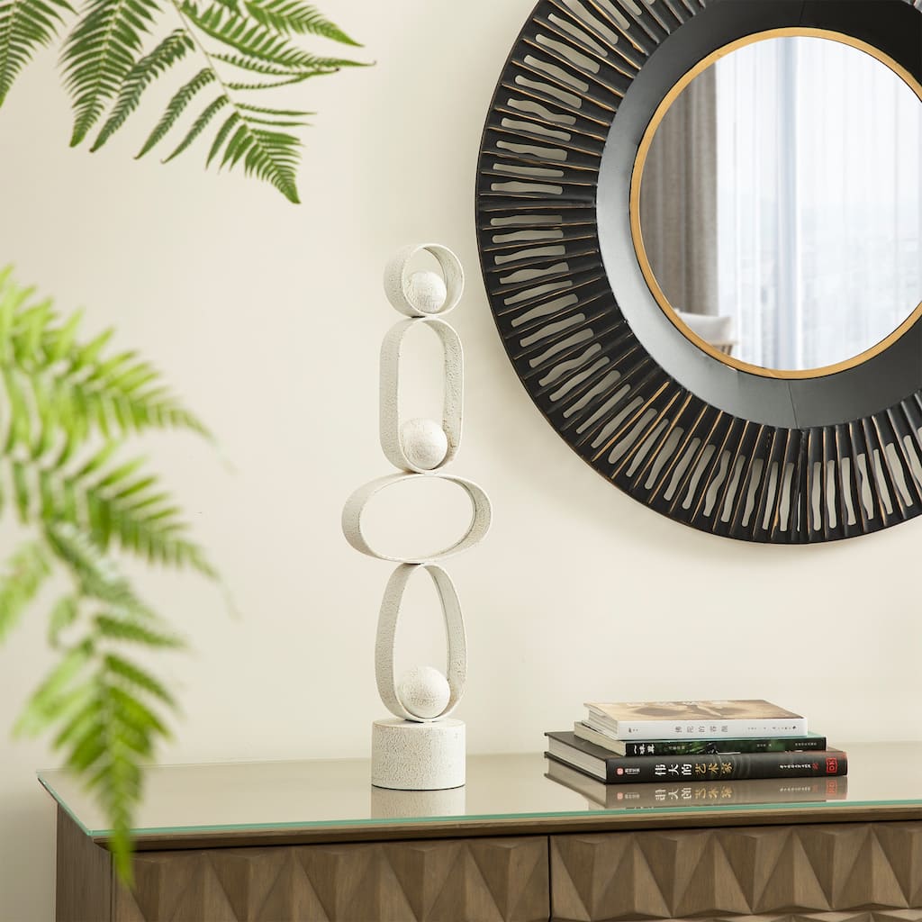 Glitzhome 25.50"H Modern Abstract Black White Metal Sculpture Table Decor