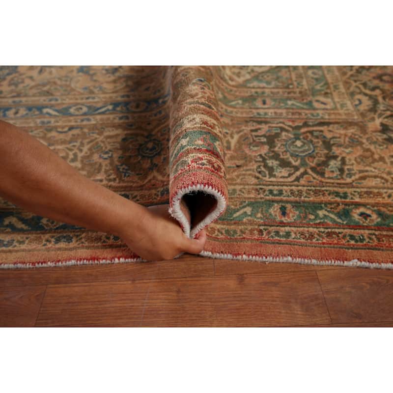 Traditional Mashad Vintage Persian Rug Hand-Knotted Wool Carpet - 9'8" x 12'5"