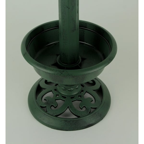 Shop Antique Green Plastic Solar Lighted Bird Bath Or Feeder With